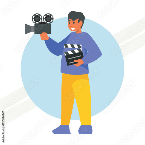 Video blogger filming content