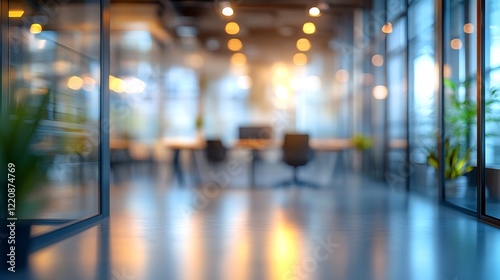 Wallpaper Mural A blurry and out of focus office interior with a desk and chairs. Torontodigital.ca