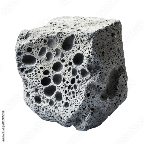 Isolated Dark Grey Volcanic Pumice Stone photo