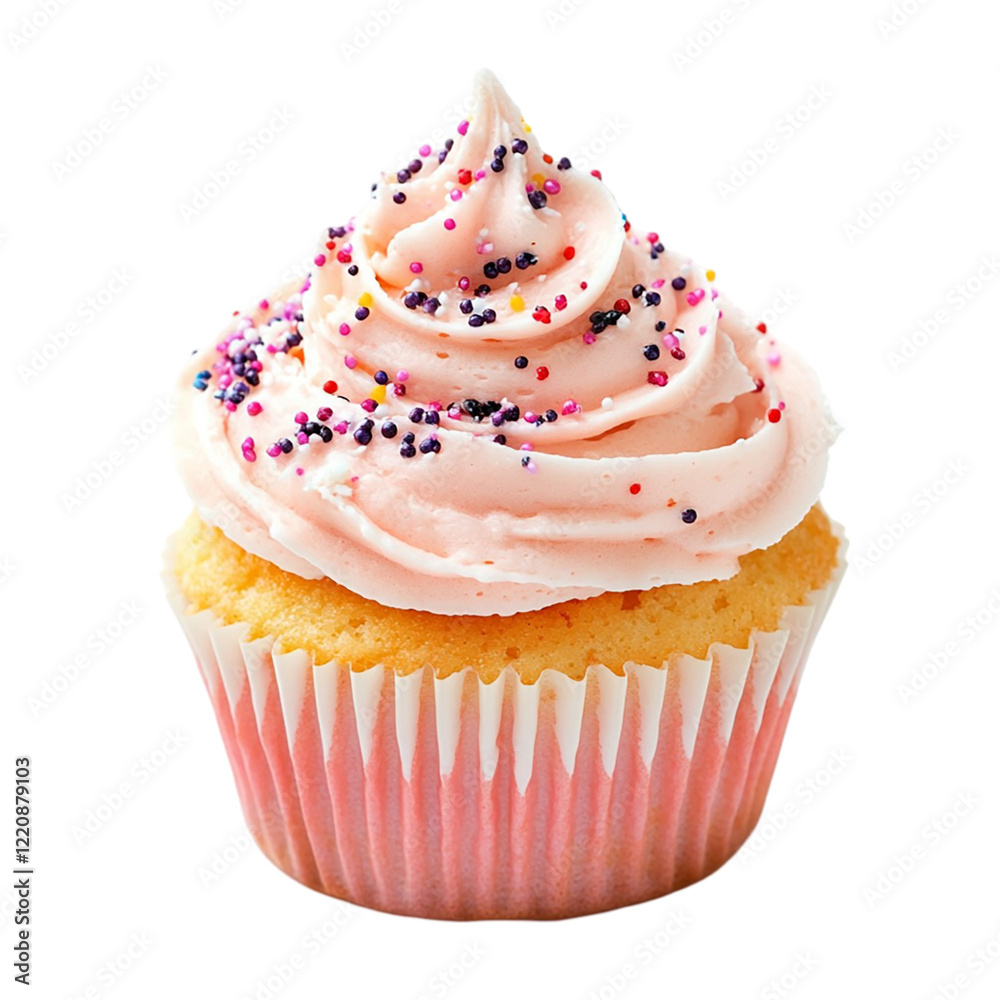 Cupcake in paper bakewar Closeup Isolated on transparent background. Cupcake in paper bakewar Closeup Isolated on transparent background.