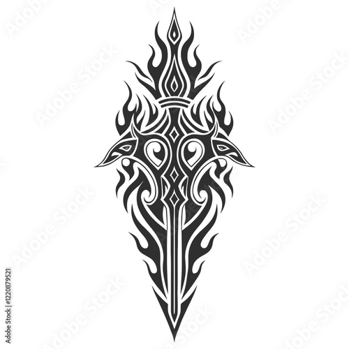 Symmetrical Black and White Tattoo Design