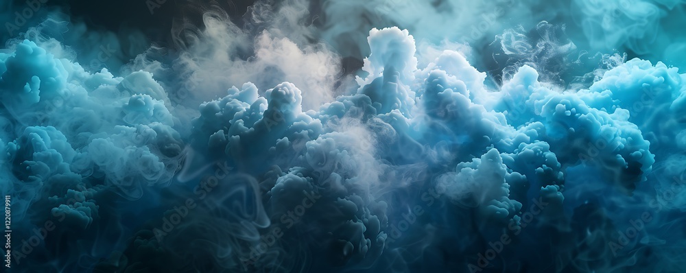 Ethereal blue and white smoke clouds on a dark backdrop, fluid art with cinematic lighting. Hyper-realistic and ideal for poster design. Ethereal blue and white smoke clouds on a dark backdrop, fluid art with cinematic lighting. Hyper-realistic and ideal for poster design.