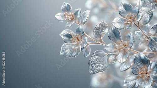 Elegant silver blooming flowers tranquil studio setting photography soft background artistic concept