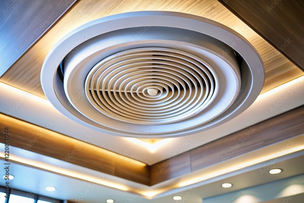 Obraz premium Modern Circular Ceiling Vent: Airflow & Contemporary Interior Design