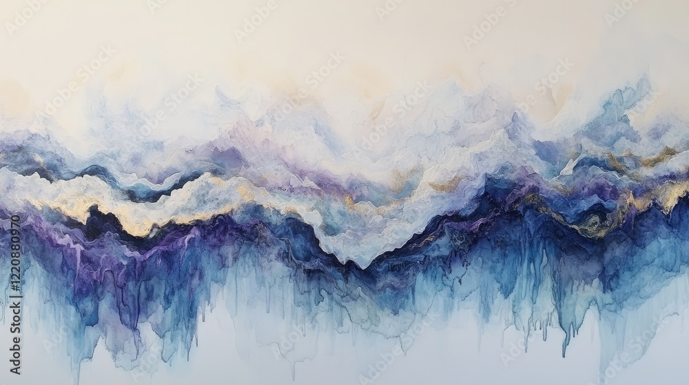 Obraz premium Subtle, calming sound wave patterns flowing through a soft color palette, blending hues of blue and purple