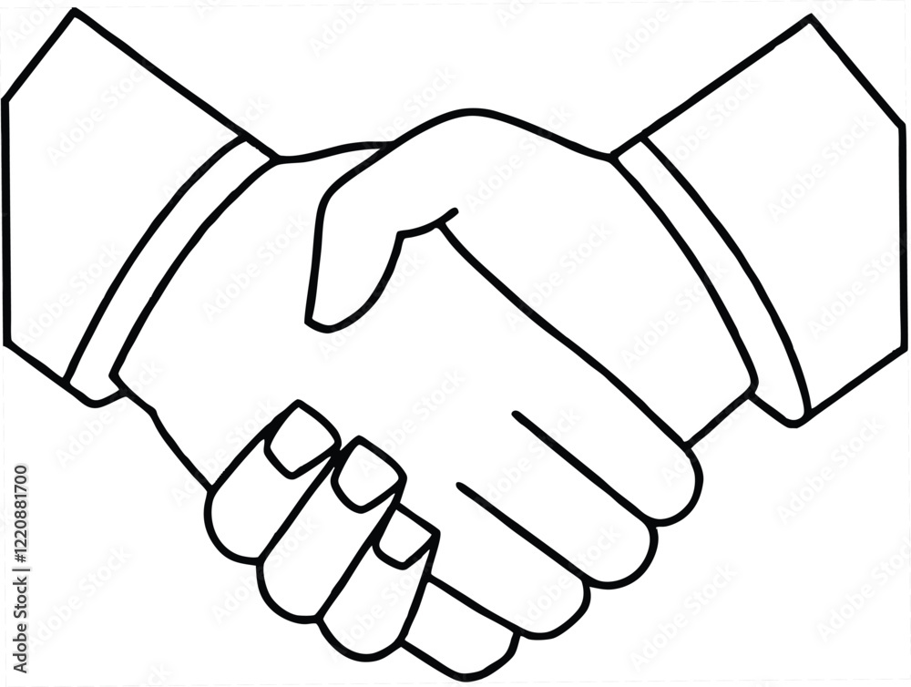 handshake Outline illustration,business handshake line art design handshake Outline illustration,business handshake line art design
