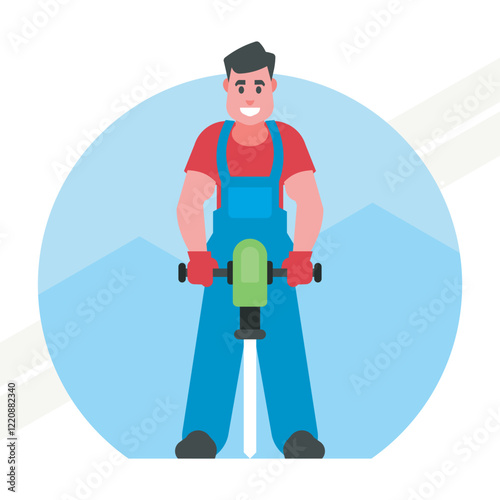 Worker using a jackhammer