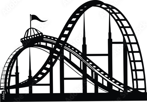 Rollercoaster silhouette vector. Rollercoaster Black flat icon illustration