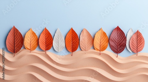 Autumn leaves arrangement studio nature photography textured background close-up seasonal elegance