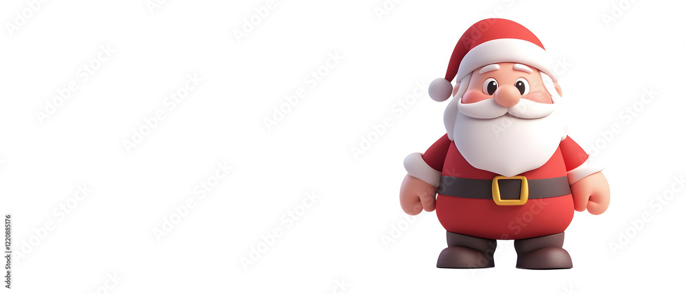 Cute 3D Santa Claus with a festive outfit. Isolated on White Background, clipping path - Cute 3D Santa Claus with a festive outfit. Isolated on White Background, clipping path -