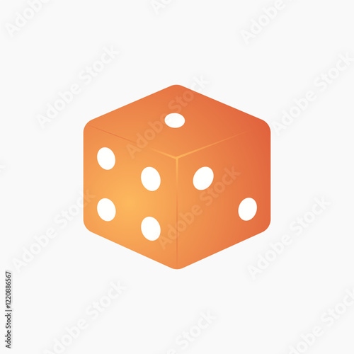 Orange 3D Dice with Six Dots photo