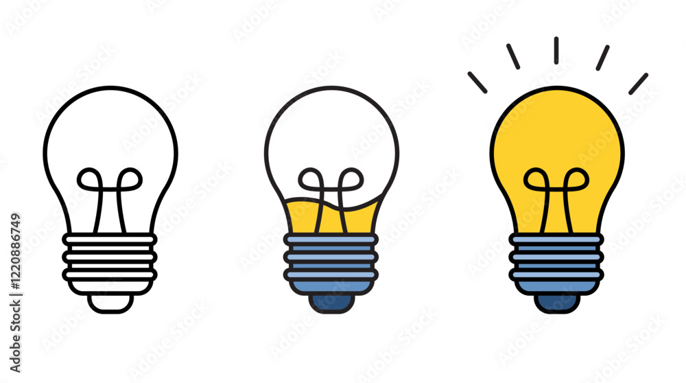 Stylized Light Bulb Icons Representing Ideas Stylized Light Bulb Icons Representing Ideas