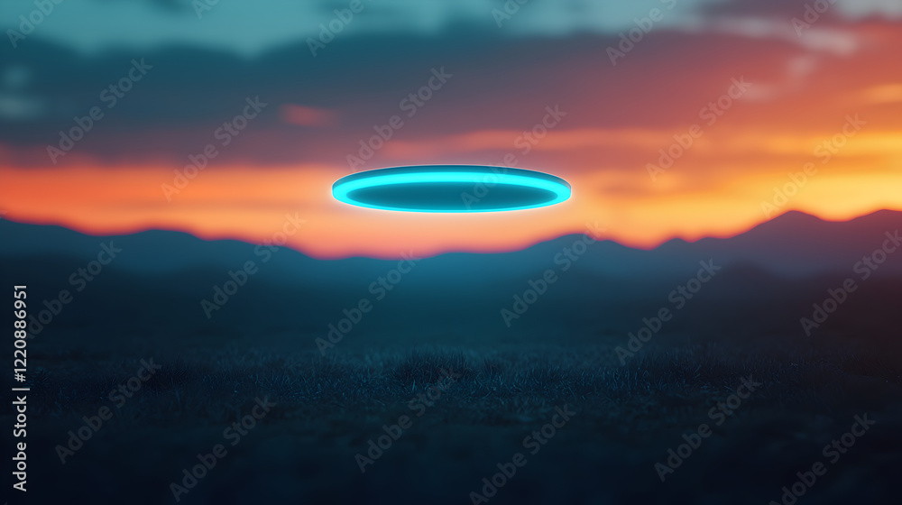 Surreal Frisbee Game Under a Glowing Sky in a Meadow Surreal Frisbee Game Under a Glowing Sky in a Meadow