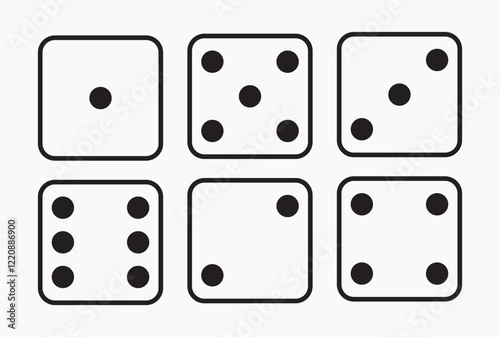 Black and White Dice Set with Various Faces