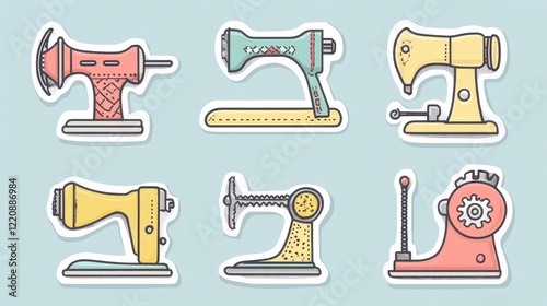 Collection of Vintage Sewing Machine Illustrations photo