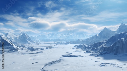 Wallpaper Mural A high-altitude plateau surrounded by towering snowy peaks. Torontodigital.ca