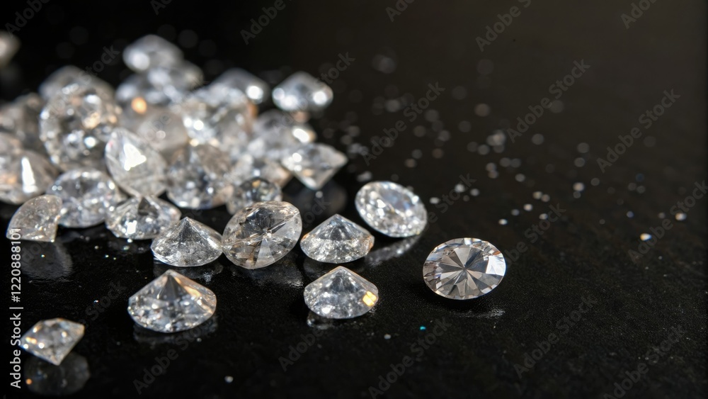 A bundle of raw diamonds in various sizes and shapes on a black surface with subtle sparkle and shine, black, diamonds, dark, jewels, textured A bundle of raw diamonds in various sizes and shapes on a black surface with subtle sparkle and shine, black, diamonds, dark, jewels, textured