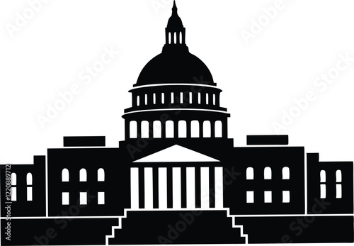 Washington Capitol building skyline silhouette,Washington building  flat vector icon