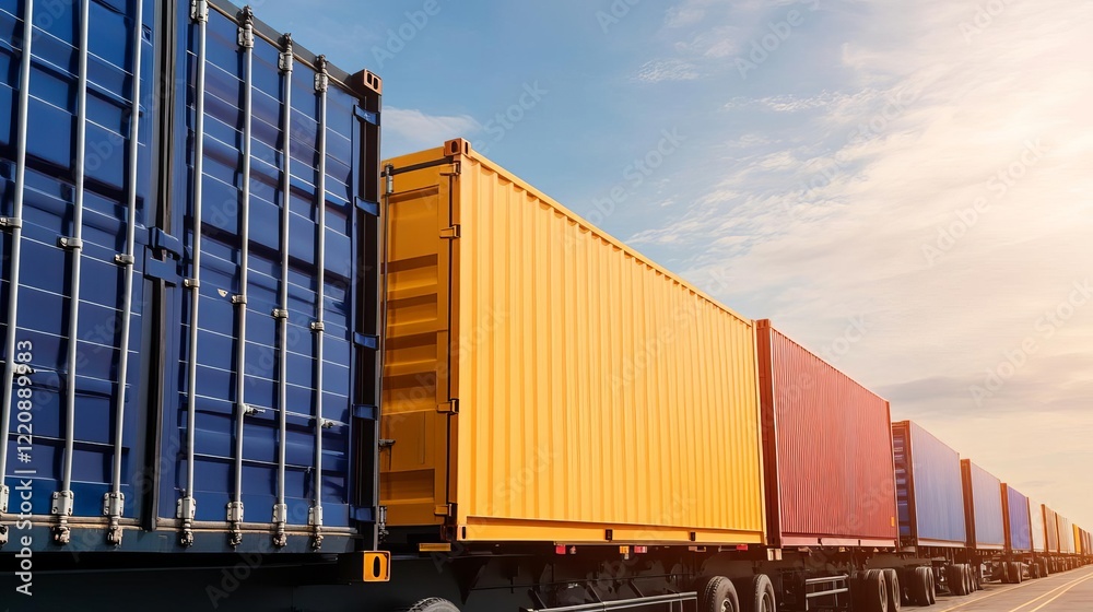 Fototapeta premium Solar-powered networks transforming logistics solutions globally across renewable freight hubs globally