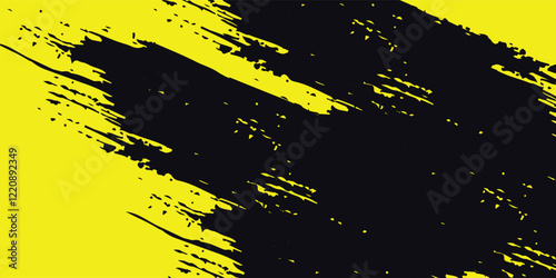 Yellow and black backdrop with dot halftone pattern element. Abstract brush grunge background. retro comic concept for your graphic design, banner or poster. Vector illustration.