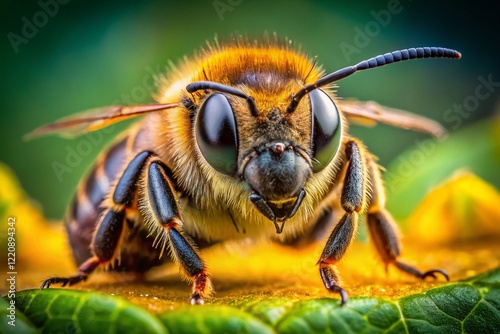 Close-Up of Common Honeybee, Detailed Macro Photography of Insect