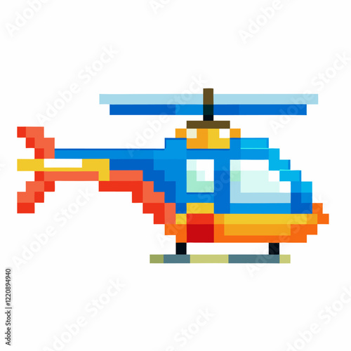 Colorful Pixel Art Helicopter Illustration for Gaming and Digital Platforms photo