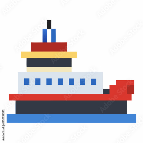 Pixel Art Cargo Ship Icon