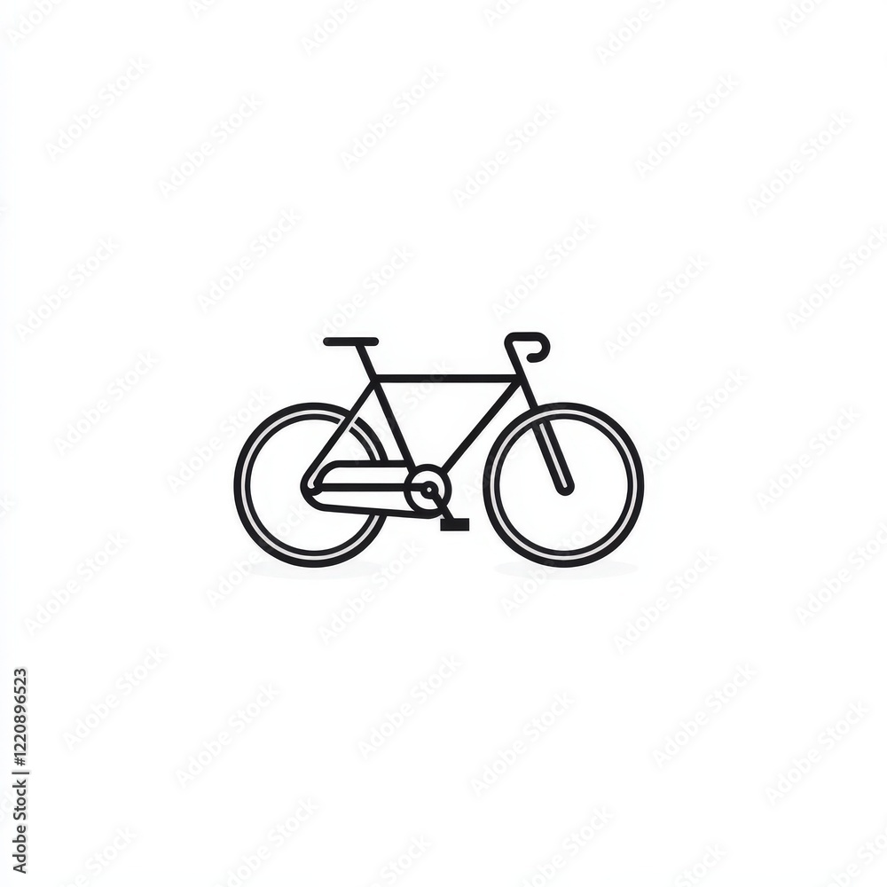 A black and white bicycle silhouette on a white background A black and white bicycle silhouette on a white background
