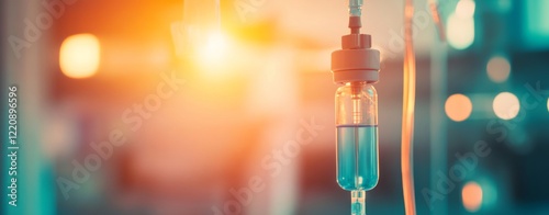 Bag with blue fluid in a medical clinic setting highlighting the importance of intravenous therapy
