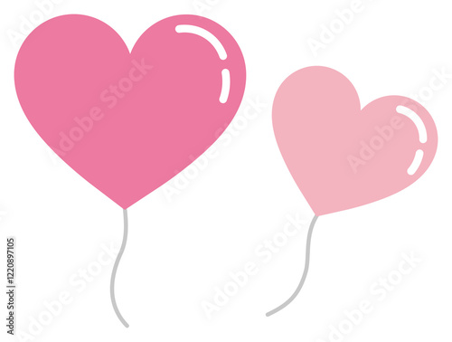 ハートの風船イラスト素材・かわいい・バレンタイン