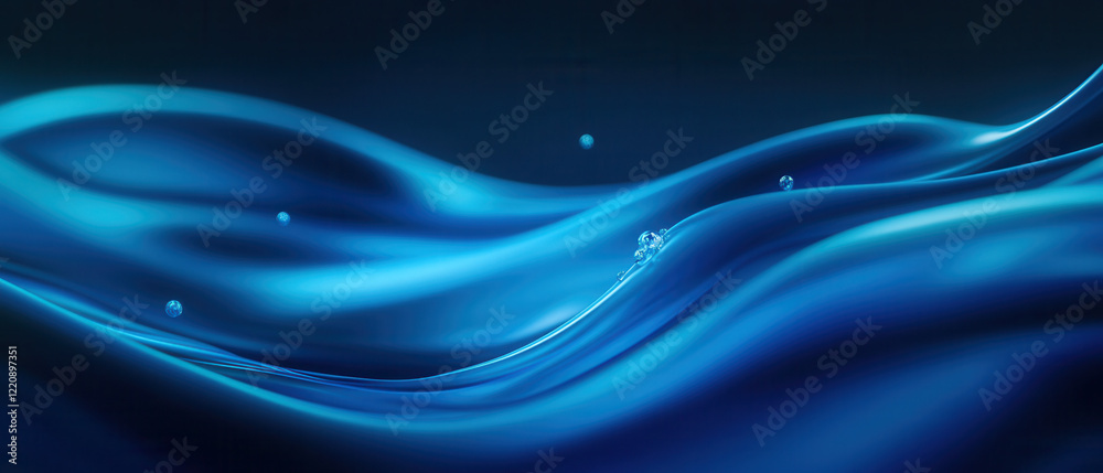 Fototapeta premium Flowing blue waves abstract digital art ocean environment calm viewpoint serenity concept
