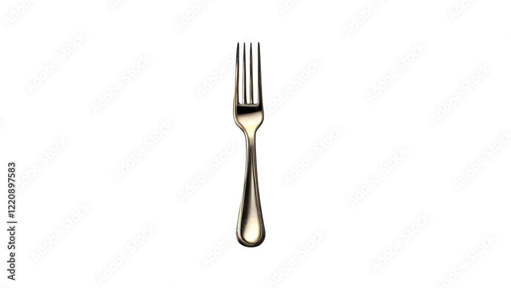 Fork resting vertically on a white surface captures minimalist kitchen utensil aesthetics Fork resting vertically on a white surface captures minimalist kitchen utensil aesthetics