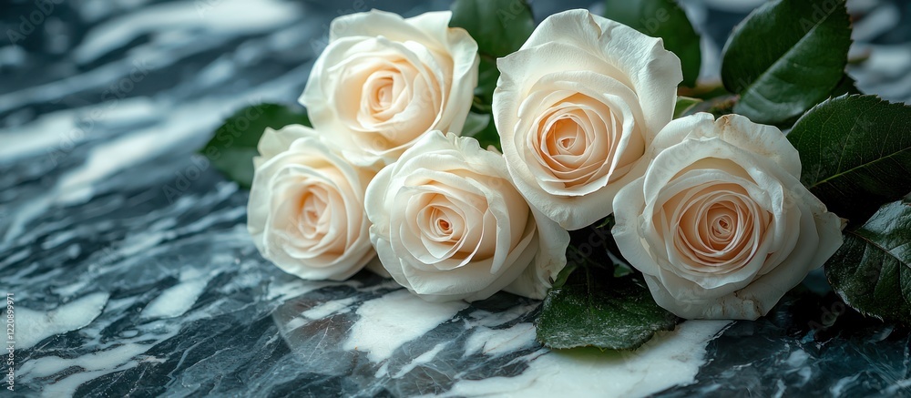 Elegant Bouquet of Creamy White Roses on Marble Elegant Bouquet of Creamy White Roses on Marble