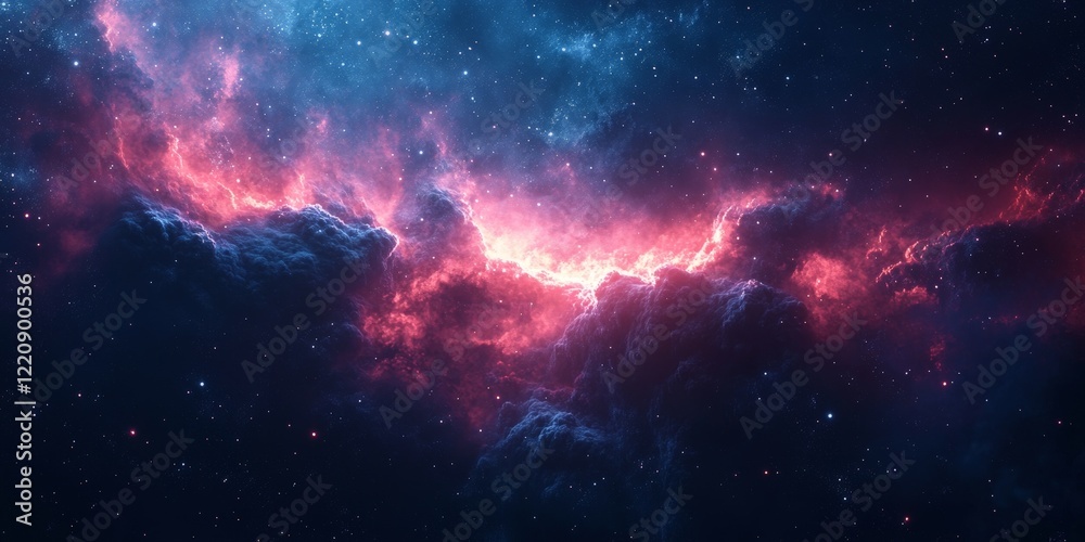 Fototapeta premium A dense field of asteroids with stars and a galaxy. Ideal for space exploration, astronomy, and sci-fi themes.