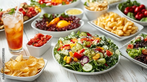 Wallpaper Mural Colorful buffet of fresh salads, chips, and iced tea.  Perfect for a summer party or gathering Torontodigital.ca