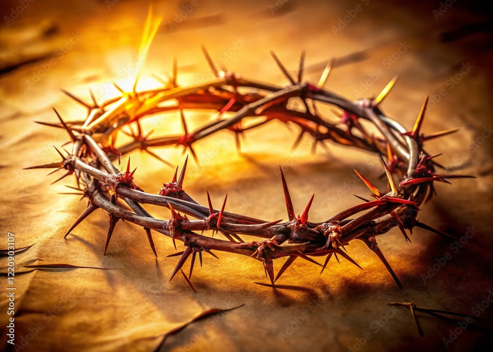 Fototapeta premium Crown of Thorns on Parchment: Easter Resurrection Symbol