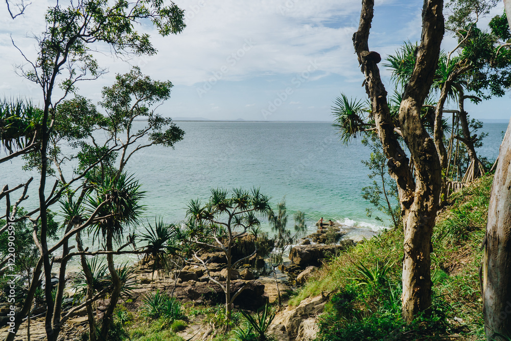 Kids playing on the rocks at Noosa national Park, Noosa, QLD, Australia. Kids playing on the rocks at Noosa national Park, Noosa, QLD, Australia.