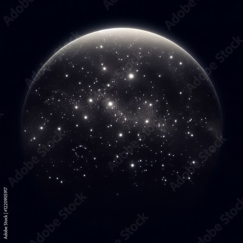 The image is a digitally generated representation of a starry night sky, similar to a real astronomical event.
