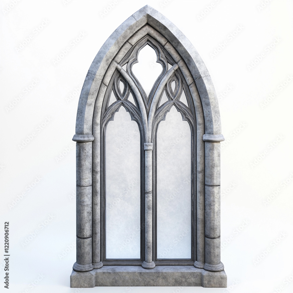 Naklejka premium Gothic arch window design with intricate details
