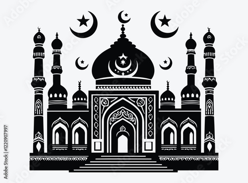 Mosque Drawing - Black and White Design