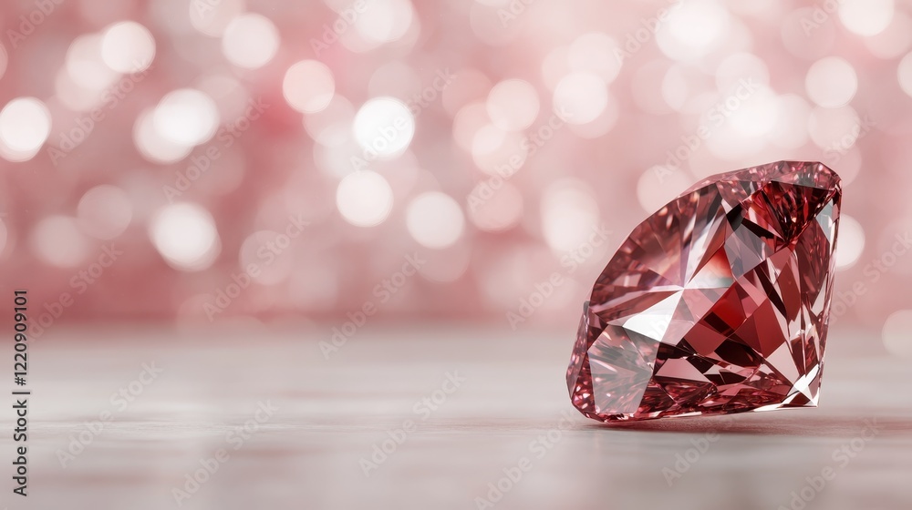 An exquisite pink diamond is showcased with a delicate bokeh background, bringing out the rich colors and luxurious feel of this stunning gemstone in a minimalist setting. An exquisite pink diamond is showcased with a delicate bokeh background, bringing out the rich colors and luxurious feel of this stunning gemstone in a minimalist setting.