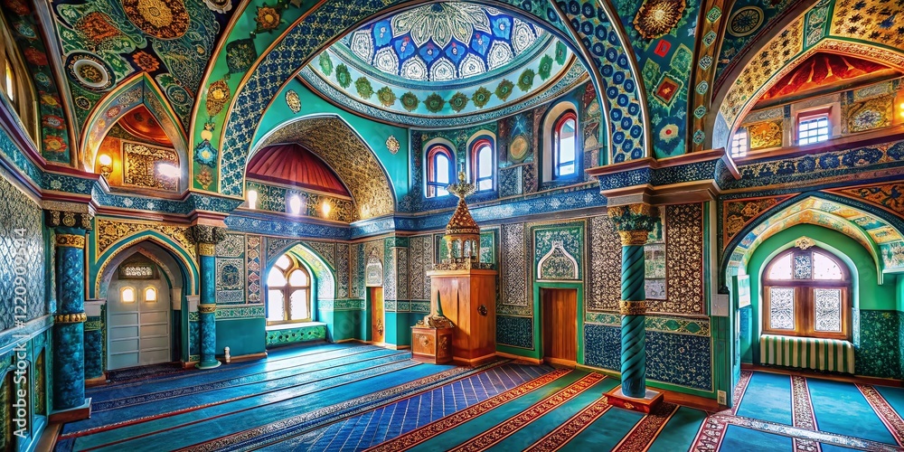 Obraz premium Ornate Mihrab, Tatar Mosque, Kruszyniany, Poland: Architectural Detail, Islamic Art