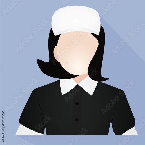 Maid in black shirt icon. vector