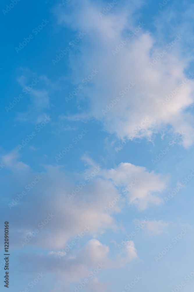 Serene Blue Sky with Fluffy White Clouds Peaceful Nature Background Image Serene Blue Sky with Fluffy White Clouds Peaceful Nature Background Image