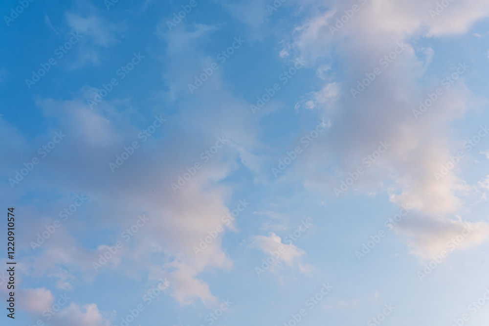 Serene Blue Sky with Fluffy White Clouds Peaceful Nature Background Serene Blue Sky with Fluffy White Clouds Peaceful Nature Background
