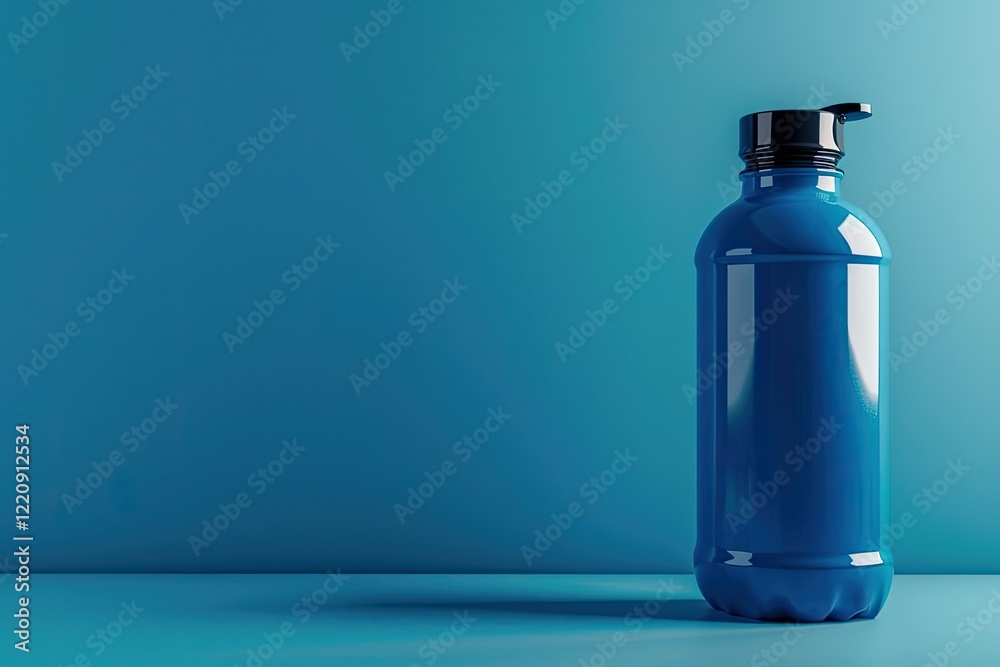 Clear Pixel Image of 3D Render of a Blue Sports Bottle with a Cap and a Black Lid Clear Pixel Image of 3D Render of a Blue Sports Bottle with a Cap and a Black Lid