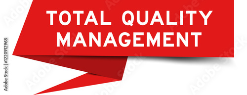 Red color speech banner with word total quality management on white background