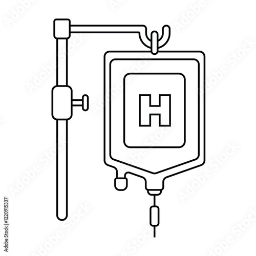 Saline Drip Icon Line Art Only