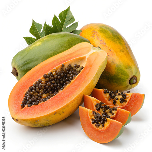 Wallpaper Mural Papaya isolated on white background,  Torontodigital.ca