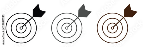 Target and aim icon set, crosshair, bullseye vector, precision, accuracy, and focus icon for aiming, archery, shooting, or navigation . 